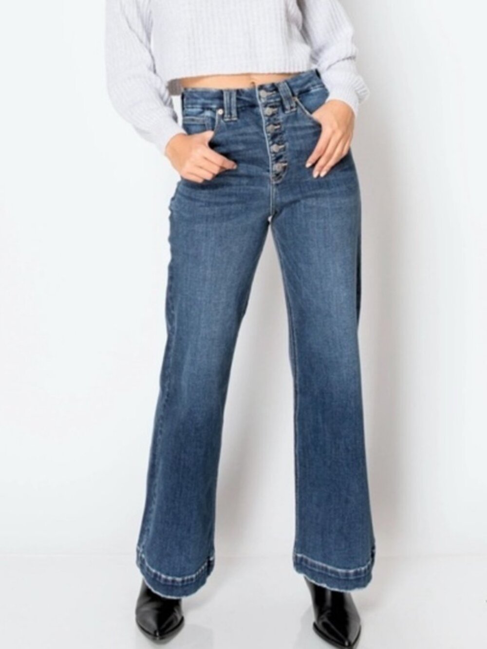 ARTEMIS VINTAGE Women's EUC Button-Fly High Rise Wide Leg Jeans | Size 5/26 - Picture 2 of 14